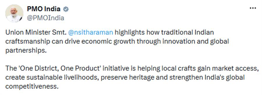 Prime Minister shares an article on how traditional Indian craftsmanship can drive economic growth