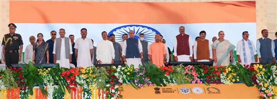 Raksha Mantri & UP Chief Minister perform Bhoomi Pujan for 14 development projects worth over Rs 100 crore at Lucknow Cantonment