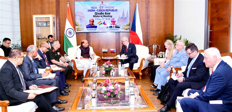 Raksha Mantri holds bilateral talks with 1st Deputy Prime Minister and Minister of Industry & Trade of Czech Republic