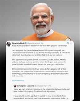 Prime Minister shares an article on India-New Zealand FTA and its benefits