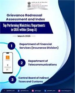 Department of Financial Services’ Insurance Division Tops Grievance Redressal Assessment and Index (GRAI) Rankings in Group A Category for March 2026