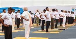 Prime Minister Shri Narendra Modi leads the national observance of the 12th International Day of Yoga from Red Road in Kolkata, West Bengal