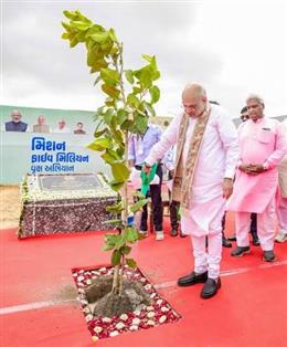 Union Home Minister and Minister of Cooperation Minister Shri Amit Shah launches a ‘mass plantation drive’ and inaugurate as well as lays the foundation stones for various development projects in the Gandhinagar Lok Sabha constituency of Gujarat.