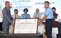 HAL hands over 2 LCA FOC Twin Seater Trainers & 3 HTT 40 Basic Trainers to IAF and 4 Dhruv NG helicopters to PHL in the presence of Raksha Mantri & Civil Aviation Minister