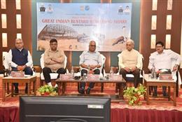 In culmination of 10 years of dedicated efforts, Union Environment Minister and CM (Rajasthan) initiate the process for release of captive-bred Great Indian Bustards into the Wild at Desert National Park, Jaislamer