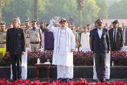 Union Home Minister and Minister of Cooperation Shri Amit Shah pays tribute to police personnel who laid down their lives in line of duty at National Police Memorial on the occasion of Police Commemoration Day and addresses the ceremony